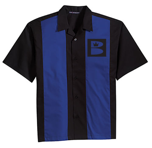 Brunswick Men's Ace Zone Retro Vintage Polo Bowling Shirt Black Stone 